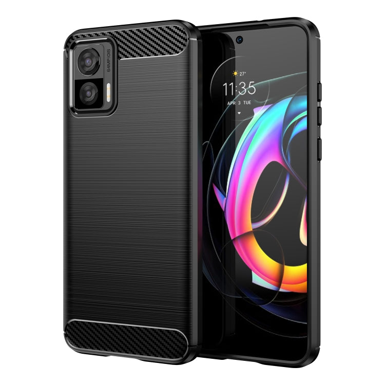 Black TPU phone case with carbon-fiber texture, camera cutouts and side controls