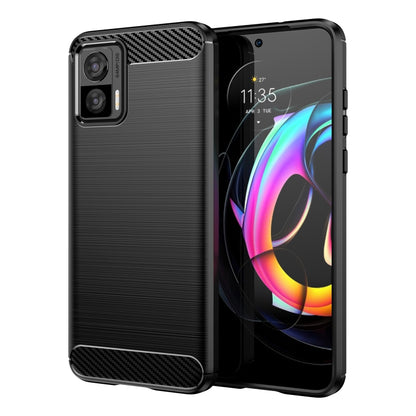 Black TPU phone case with carbon-fiber texture, camera cutouts and side controls