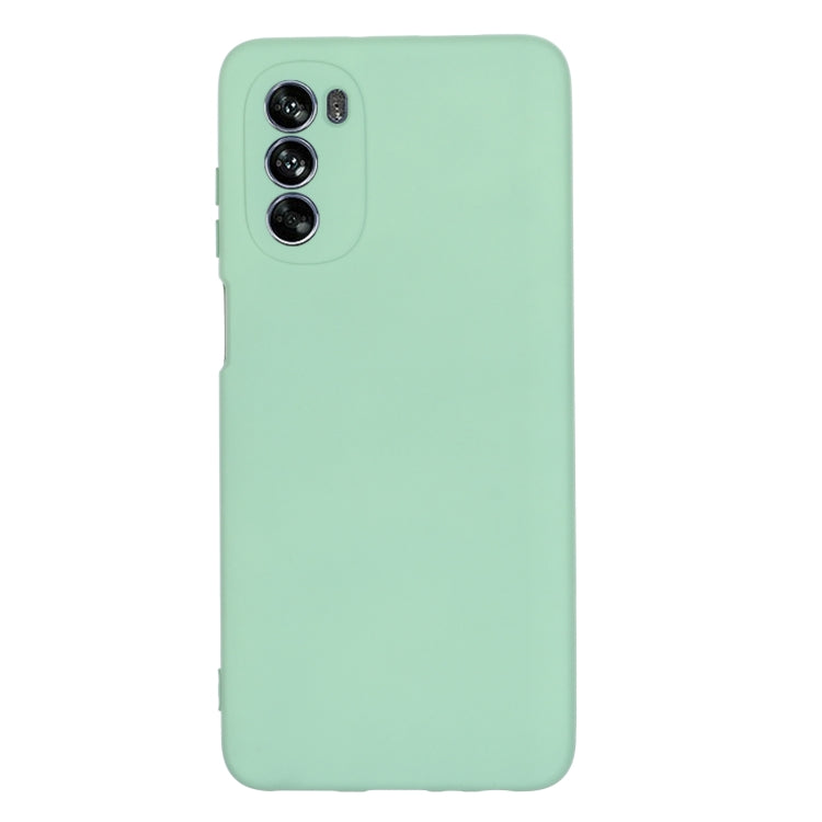 Mint green full-coverage silicone phone case with triple camera cutout