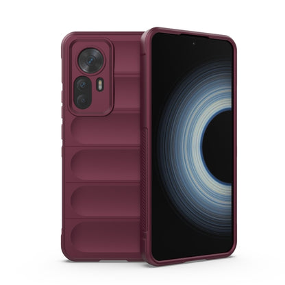 TPU + flannel phone case for Xiaomi Redmi K50 Ultra, wine red