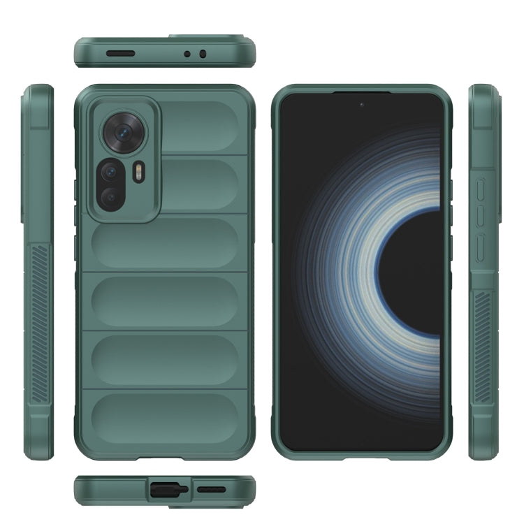 Dark green TPU phone case with flannel lining, full back and side openings