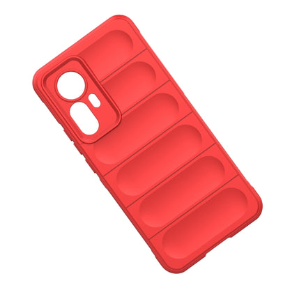 Red TPU phone case with flannel lining, back panel with camera cutout