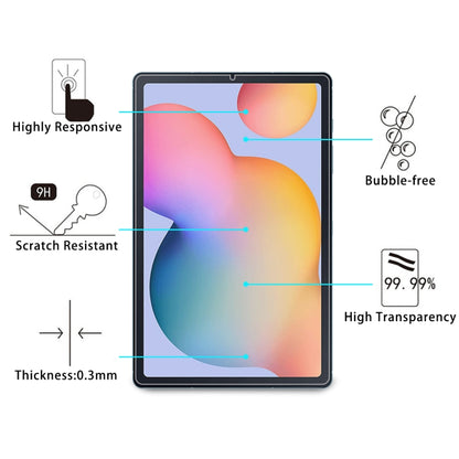 Tempered glass screen protector for tablet display, clear with bubble-free fit