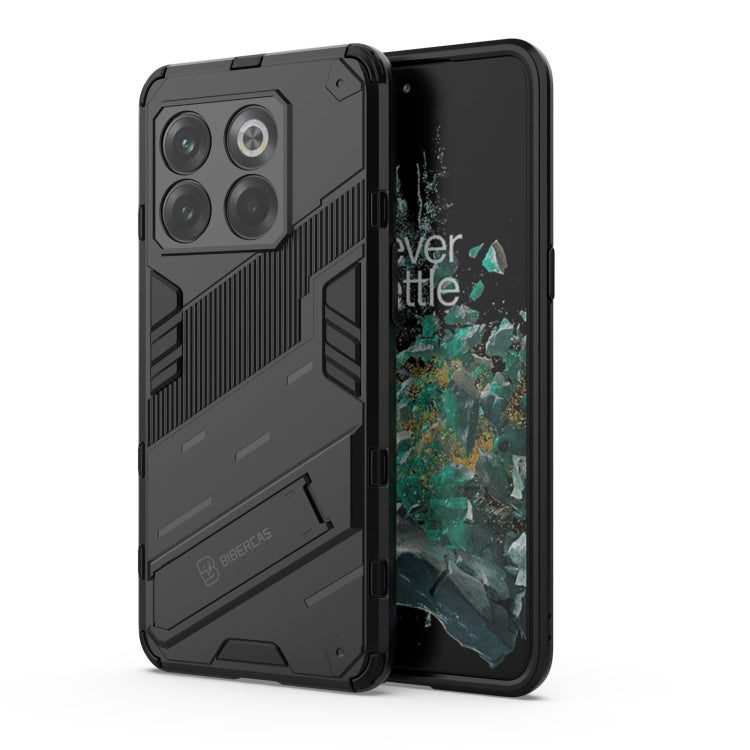 Punk armor phone case for OnePlus 10T 5G, black PC shell with TPU bumper