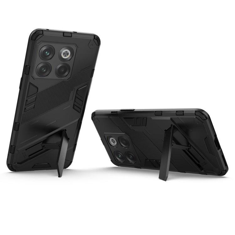 Punk armor phone case for OnePlus 10T 5G, black with fold-out holder/kickstand