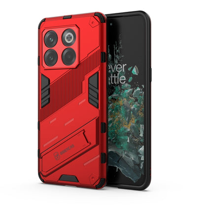 Punk armor phone case for OnePlus 10T 5G, red PC shell with TPU bumper