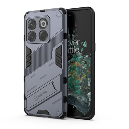 Punk armor phone case for OnePlus 10T 5G, grey PC shell with TPU bumper