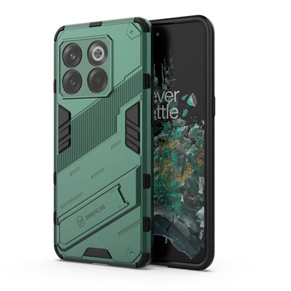 Punk armor phone case for OnePlus 10T 5G, green PC shell with TPU bumper