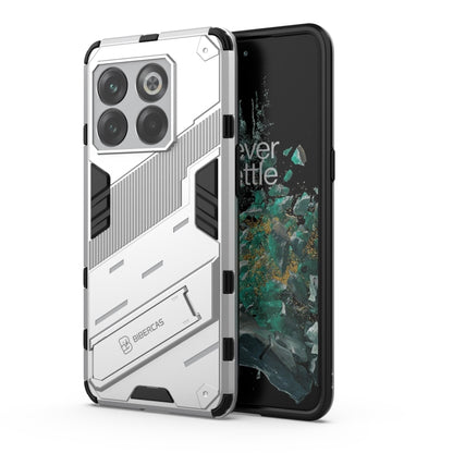 Punk armor phone case for OnePlus 10T 5G, white PC shell with TPU bumper
