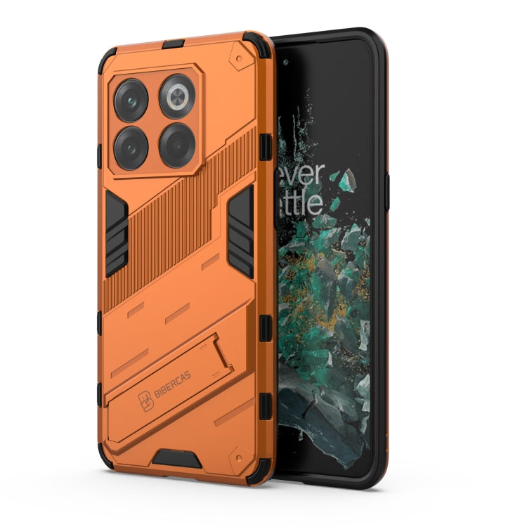 Punk armor phone case for OnePlus 10T 5G, orange PC shell with TPU bumper