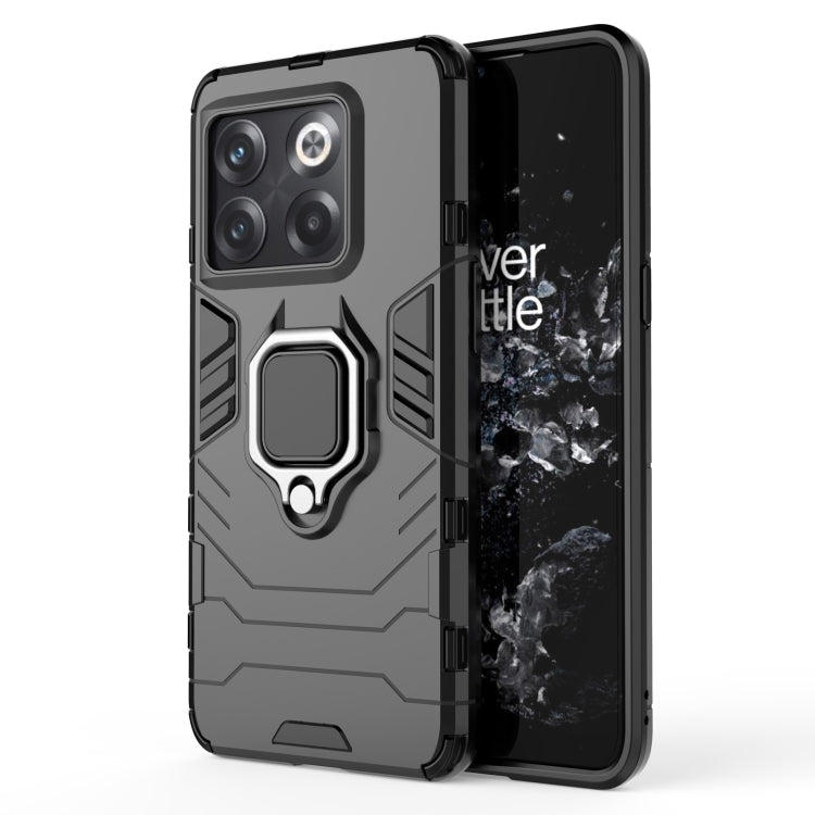 Magnetic ring phone case with TPU bumper, black finish, for phone model with camera cutouts.
