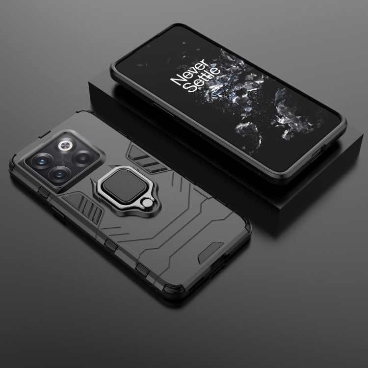 Magnetic ring phone case with TPU bumper, navy blue finish, with camera openings and ring holder.