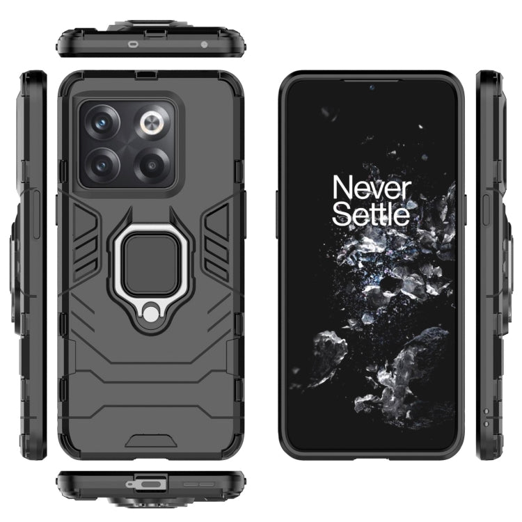 Magnetic ring phone case set with TPU bumper, black, showing front, back, and side openings.