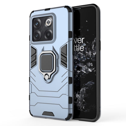Magnetic ring phone case with TPU bumper, navy blue, with built-in ring holder on back.