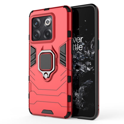 Magnetic ring phone case with TPU bumper, red, featuring camera cutouts and ring holder.