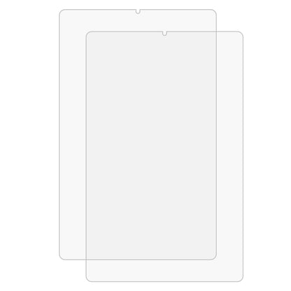 Two clear tablet tempered glass screen protectors with cutout tabs
