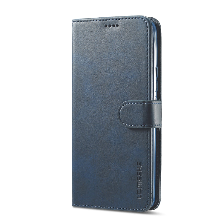 LC.IMEEKE blue leather folio wallet phone case with side tab and card pocket