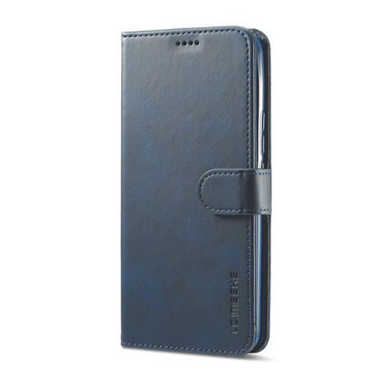 LC.IMEEKE blue leather folio wallet phone case with side tab and card pocket