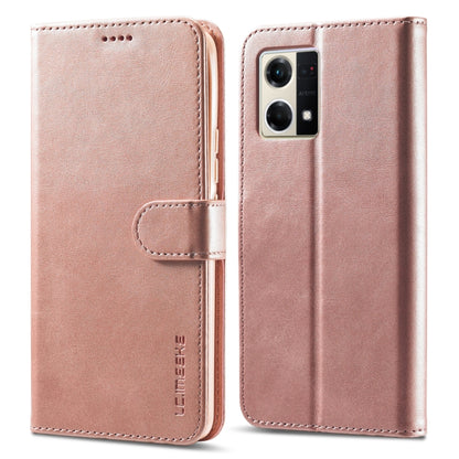 LC.IMEEKE rose gold leather flip phone case with card pocket and camera cutout