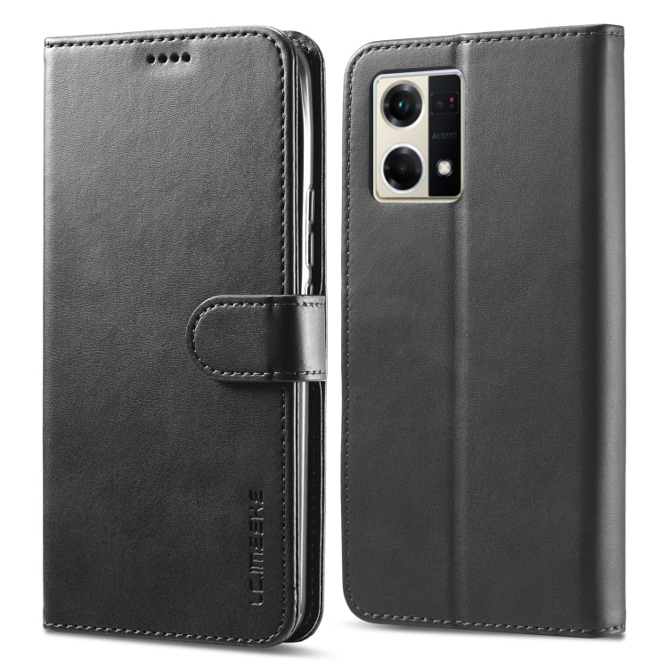 Black horizontal flip leather phone case with stitched flap and camera opening