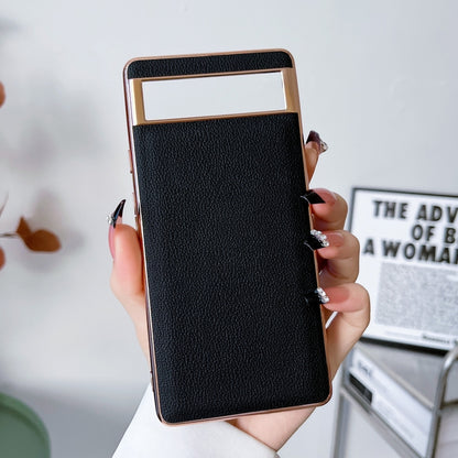 Green leather phone case with card slot window and visible side grip cutouts