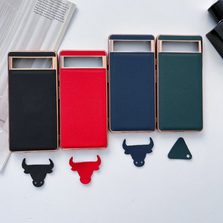 Genuine leather phone case set in black, red, dark blue, and dark green with metal frames