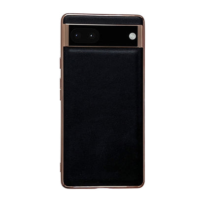 Genuine leather phone case for Google Pixel with black finish and top camera window