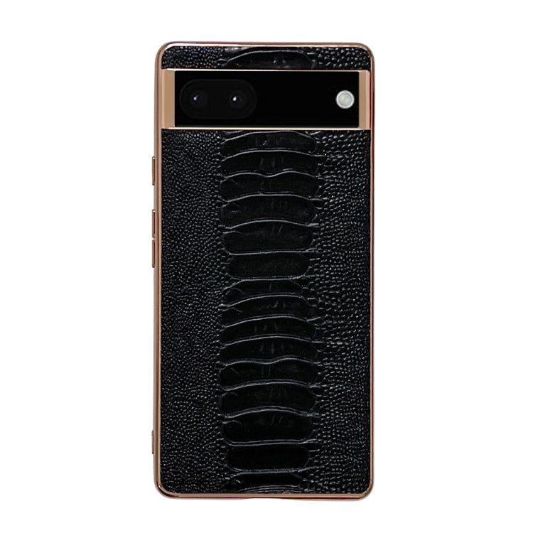Black genuine leather phone case with embossed alligator pattern, camera cutouts