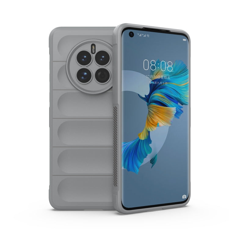 Phone case for Huawei Mate 50 Pro, light grey TPU with flannel-style panel and camera ring