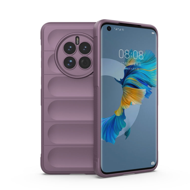 Purple TPU flannel phone case with camera ring cutout and raised side grips