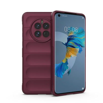 Wine red TPU flannel phone case with camera ring cutout and textured grip panel