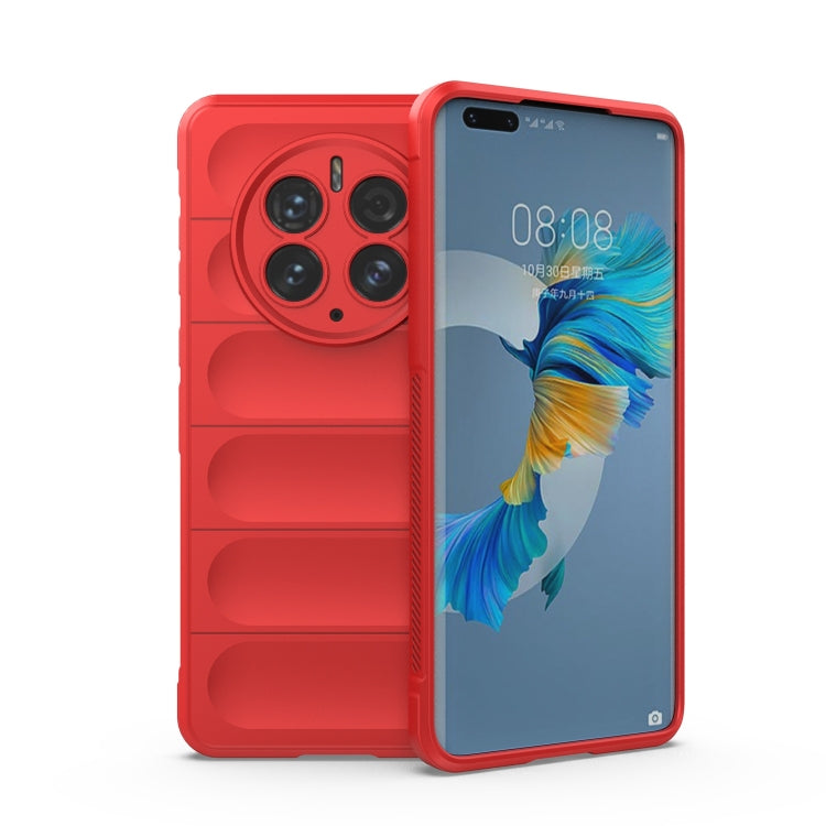 Phone case for Huawei Mate 50 Pro, red TPU case with flannel-style texture and camera cutout