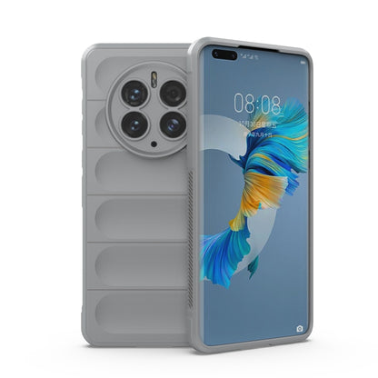 Phone case for Huawei Mate 50 Pro, grey TPU with flannel-style panel and raised camera cover