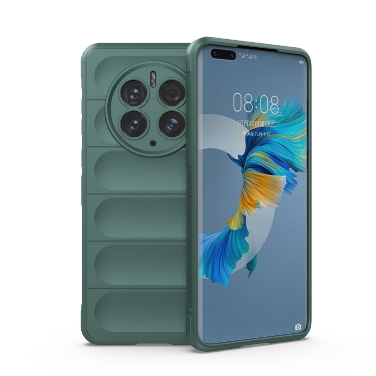 Phone case for Huawei Mate 50, dark green TPU case with flannel-style texture and camera cutout