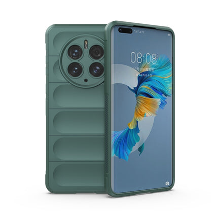 Phone case for Huawei Mate 50, dark green TPU case with flannel-style texture and camera cutout