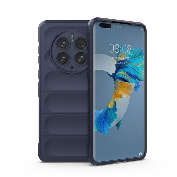 Navy TPU flannel phone case with camera ring cutout and side button cutout