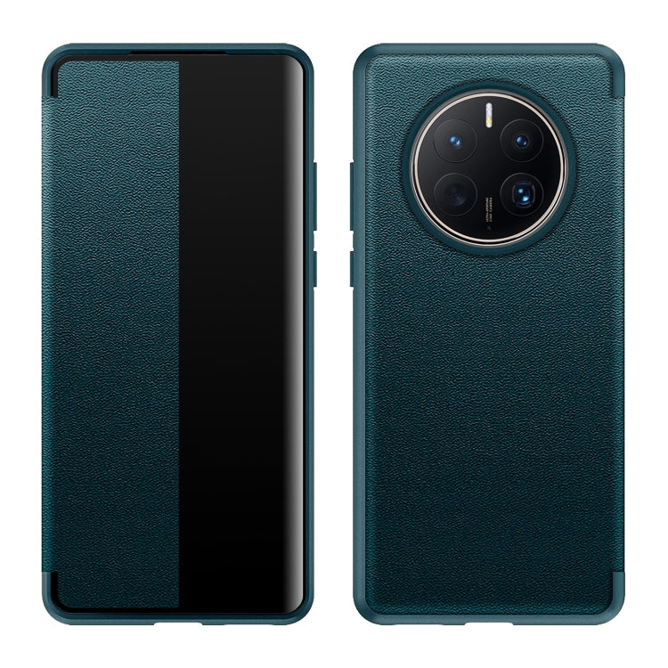 Teal leather-look phone case with shockproof TPU frame.