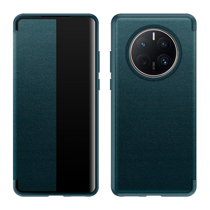 Teal leather-look phone case with shockproof TPU frame.