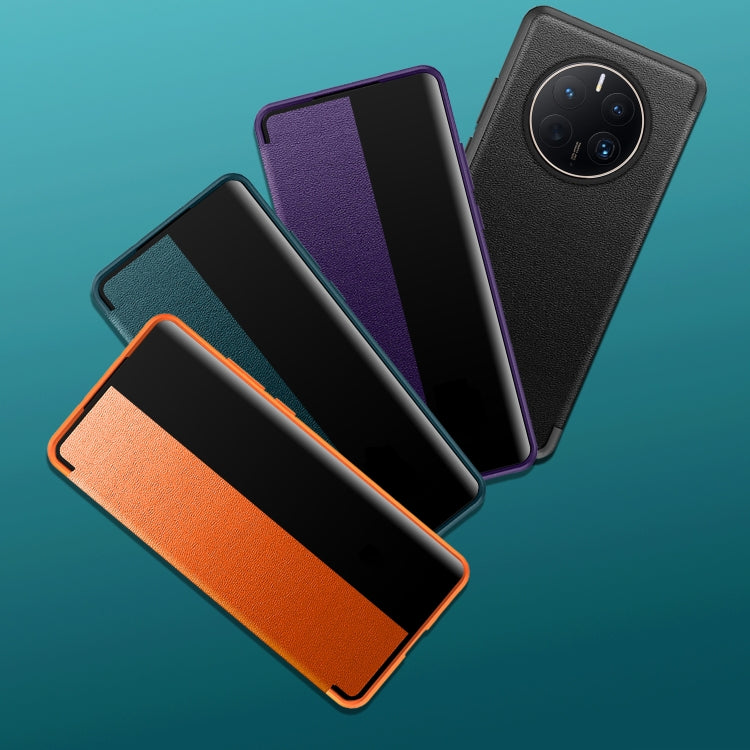 Assorted color leather-look shockproof phone cases with TPU frame.