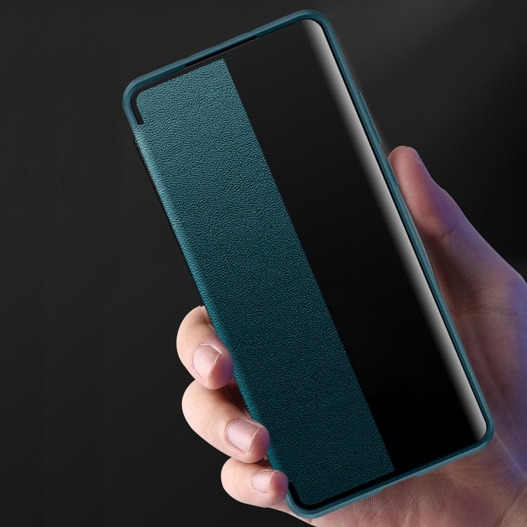 Teal leather-look shockproof phone case with front cover and side buttons.