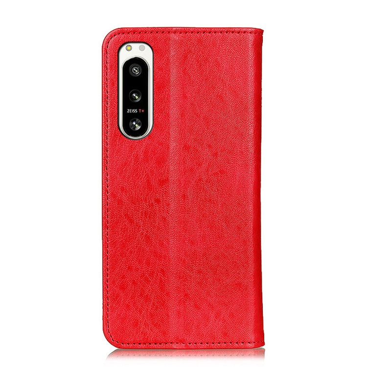 Magnetic Crazy Horse texture leather phone case, red back with dual camera cutout