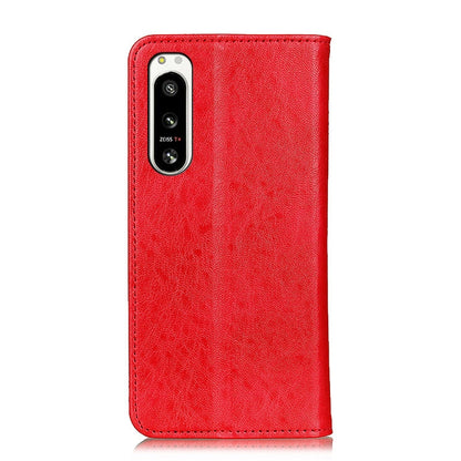 Magnetic Crazy Horse texture leather phone case, red back with dual camera cutout