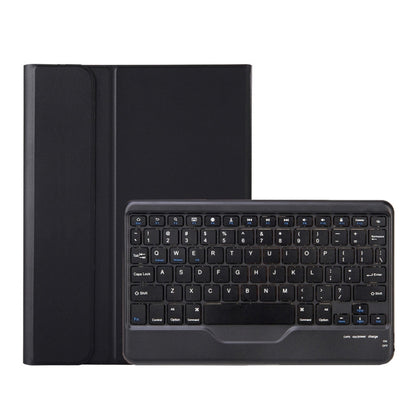 Black leather-style Bluetooth keyboard case with built-in keyboard and cover