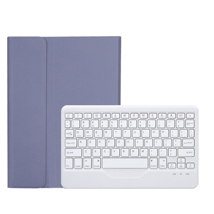 Blue leather-style Bluetooth keyboard case with open cover and built-in keyboard