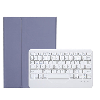 Blue leather-style Bluetooth keyboard case with open cover and built-in keyboard