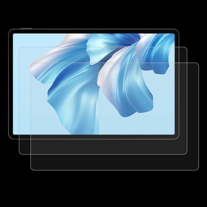 Tempered glass screen protector for tablet, clear film over screen with rounded edges