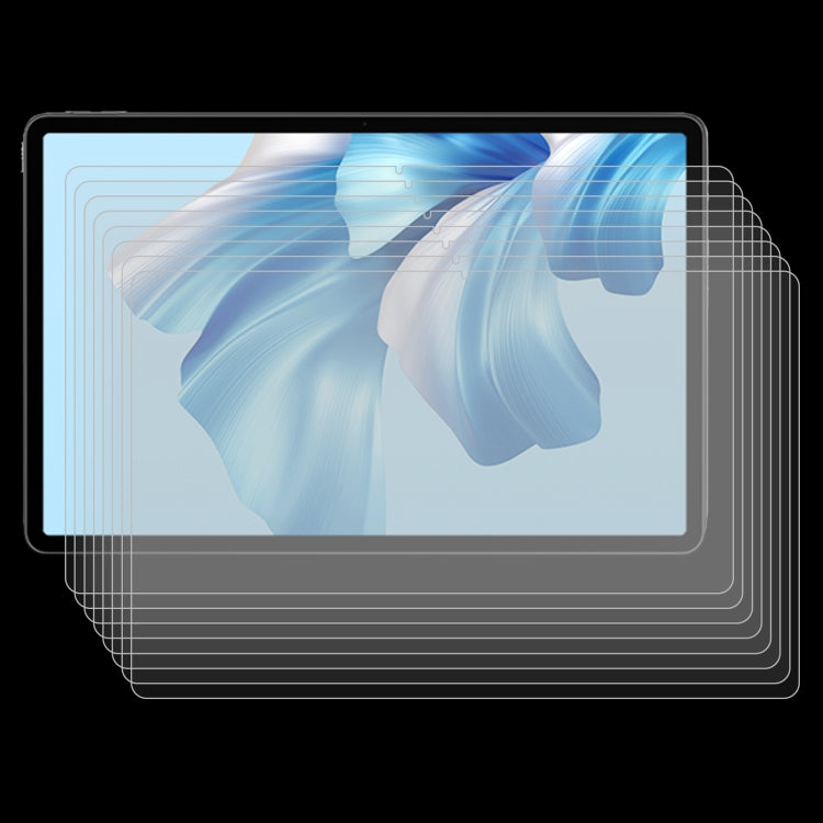Pack of 25 tempered glass screen protector films for tablet screens, stacked.
