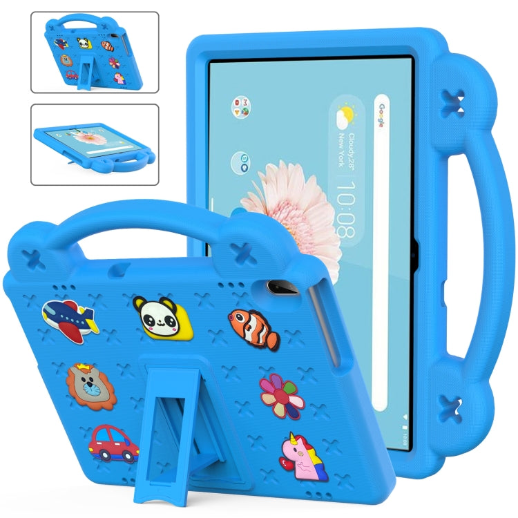 Children's EVA tablet case with built-in kickstand, blue, cartoon animal pattern
