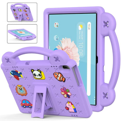 Children's EVA tablet case with built-in kickstand, light purple, cartoon animal pattern