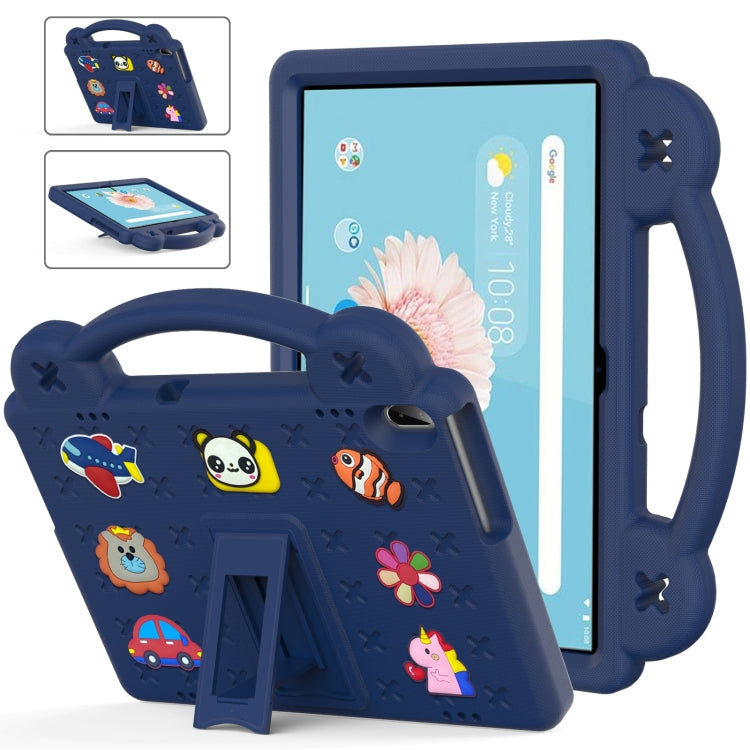 Children's EVA tablet case with built-in kickstand, dark blue, cartoon animal pattern